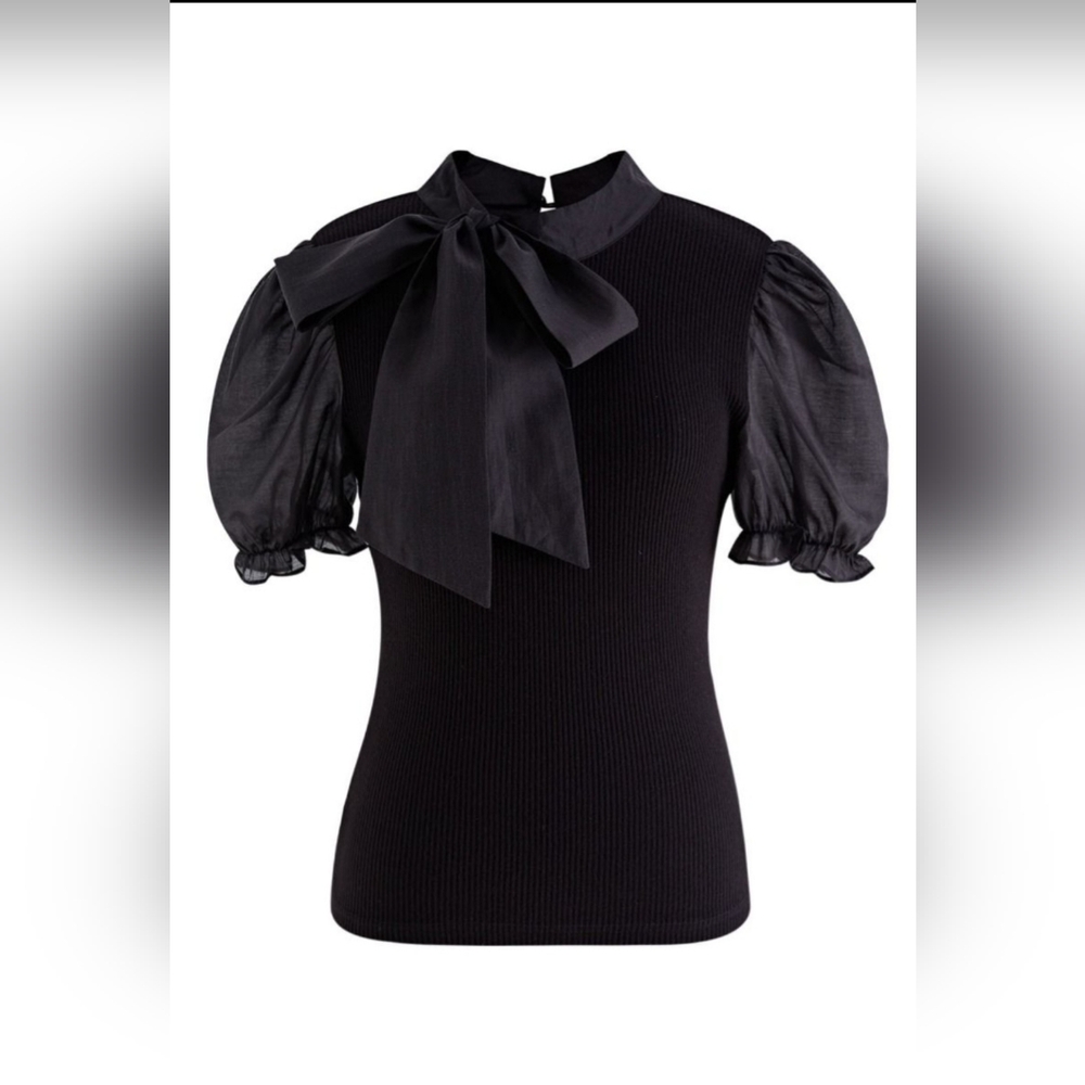 Black Short Sleeve detachable Bow
